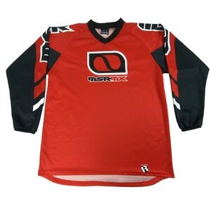 Vtg MSR MX Mens L Racing Motocross Jersey Dirt Bike Red Long Sleeve Made in USA